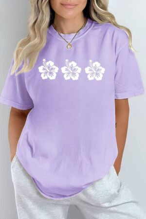 Triple Hibiscus Oversized Tee