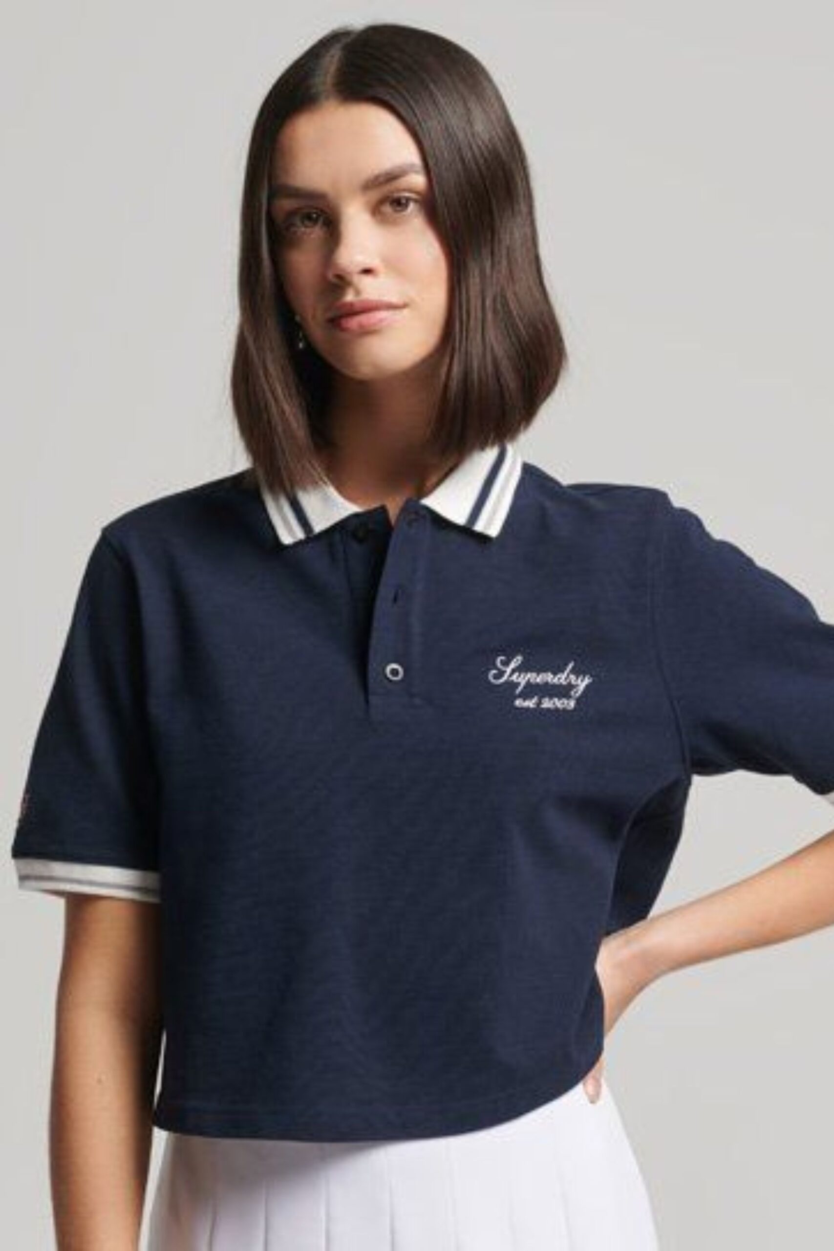 Navy Varsity Boxy Polo