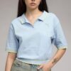 Sky Blue Athletic Boxy Polo