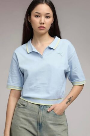 Sky Blue Athletic Boxy Polo
