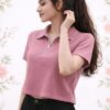 Dusty Rose Zip Boxy Polo