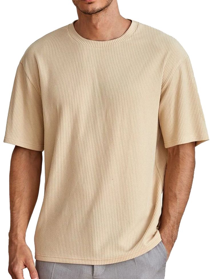 Beige Ribbed Oversized T-Shirt