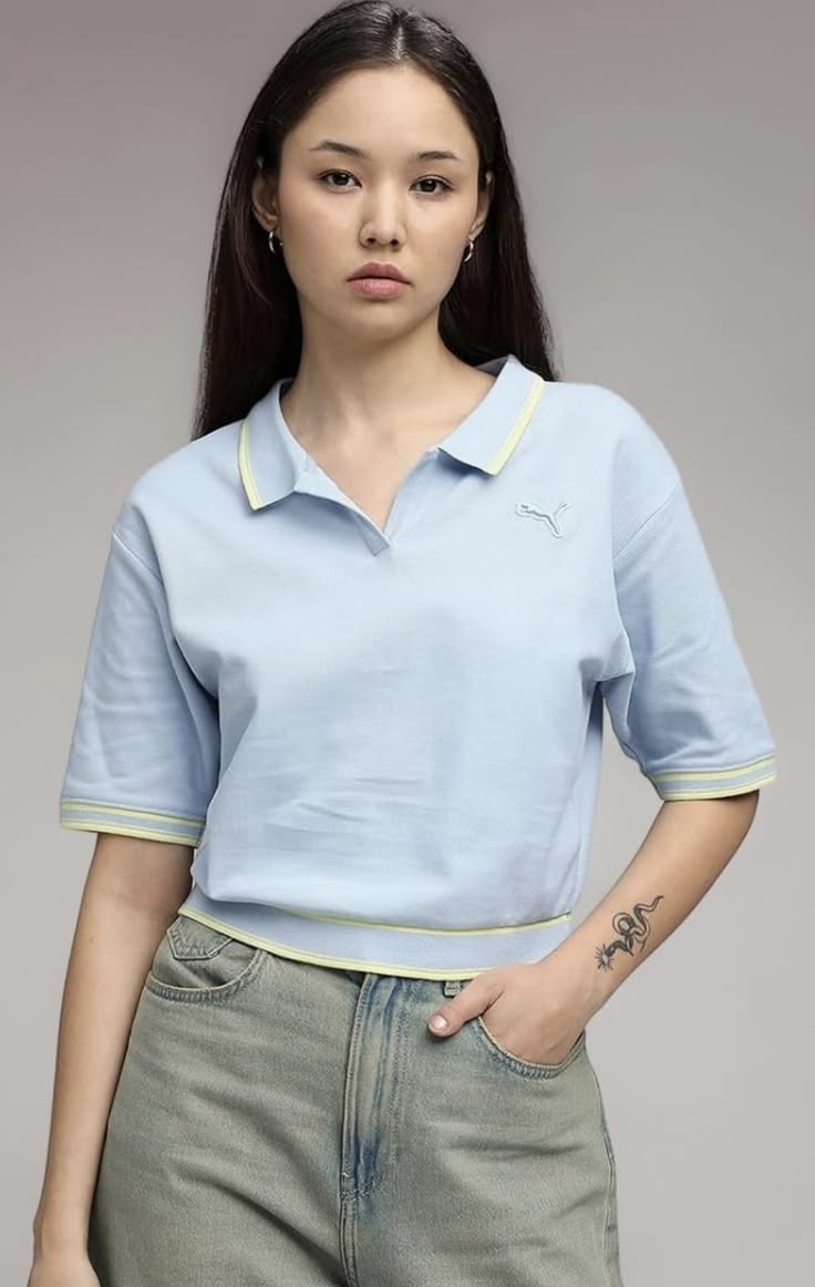 Sky Blue Athletic Boxy Polo